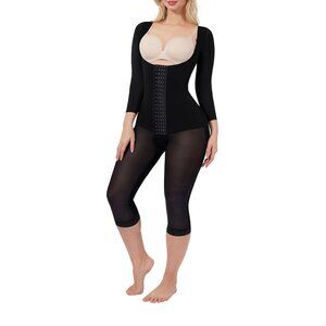 Underbust Tummy Control Long Sleeve Full Body Shaper Below the Knee Stage 2 Faja